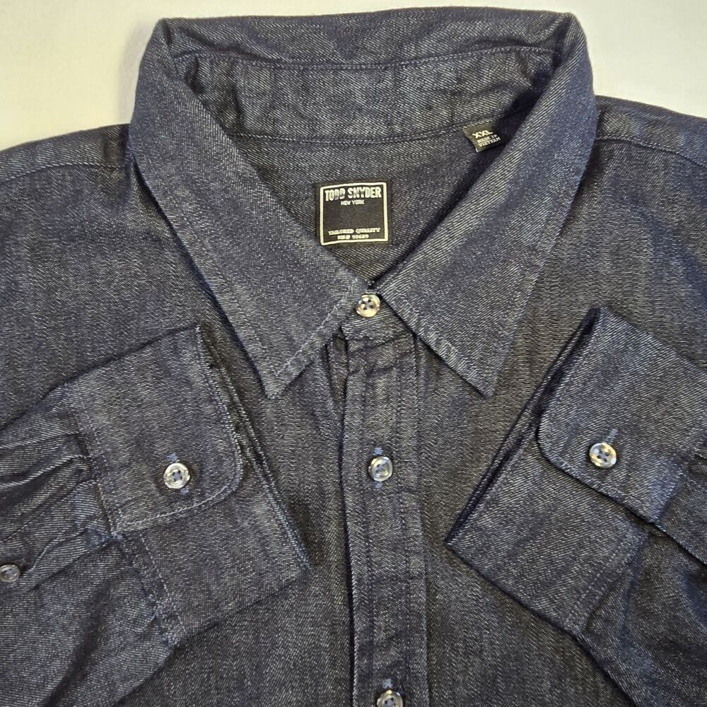 Todd Snyder Denim Sport Shirt Indigo Dark Wash Blue Slim Fit Mens XXL